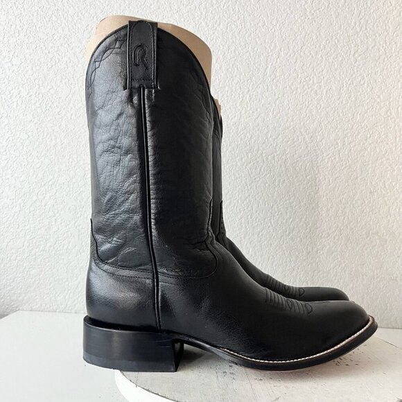Rod Patrick Mens Cowboy Boots 9.5EE Black Buffalo Western Round Bex Toe 11" Tall - Picture 2 of 12